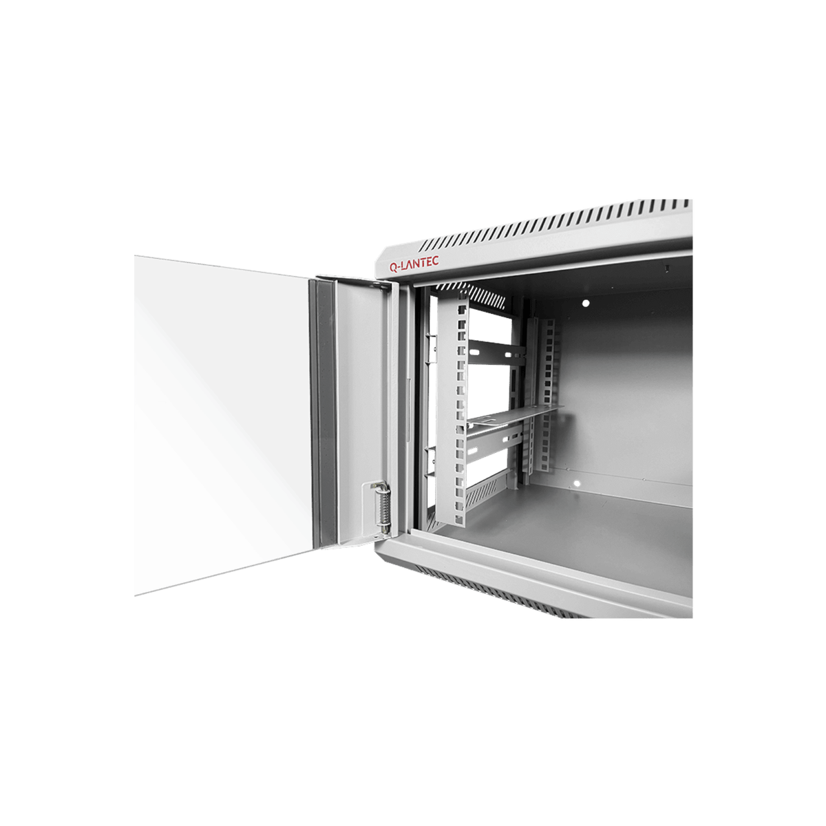 Szafa rack Q-LANTEC 19" 6U 600x450mm wisząca Drzwi szklane Szary.