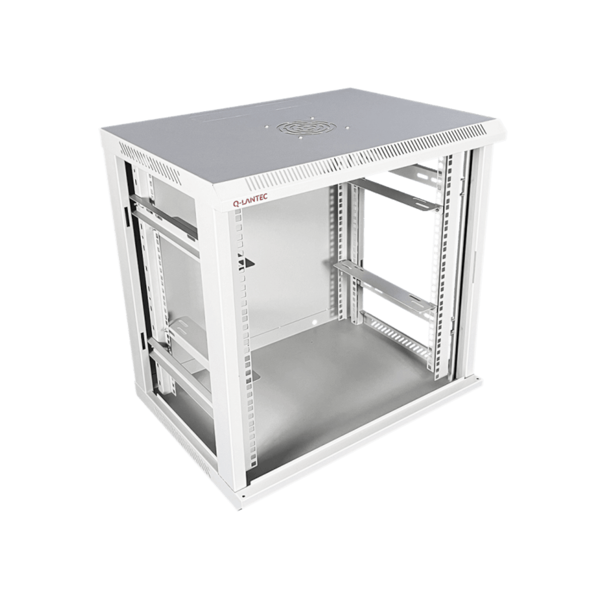 Szafa rack Q-LANTEC 19" 9U 600x450mm wisząca Drzwi szklane Szary.