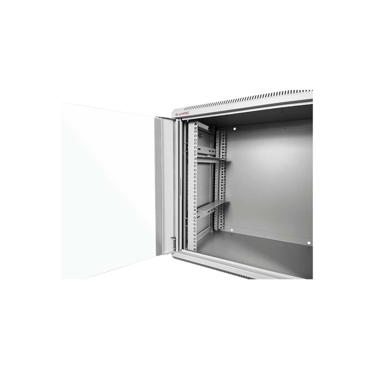 Szafa rack Q-LANTEC 19" 9U 600x450mm wisząca Drzwi szklane Szary.