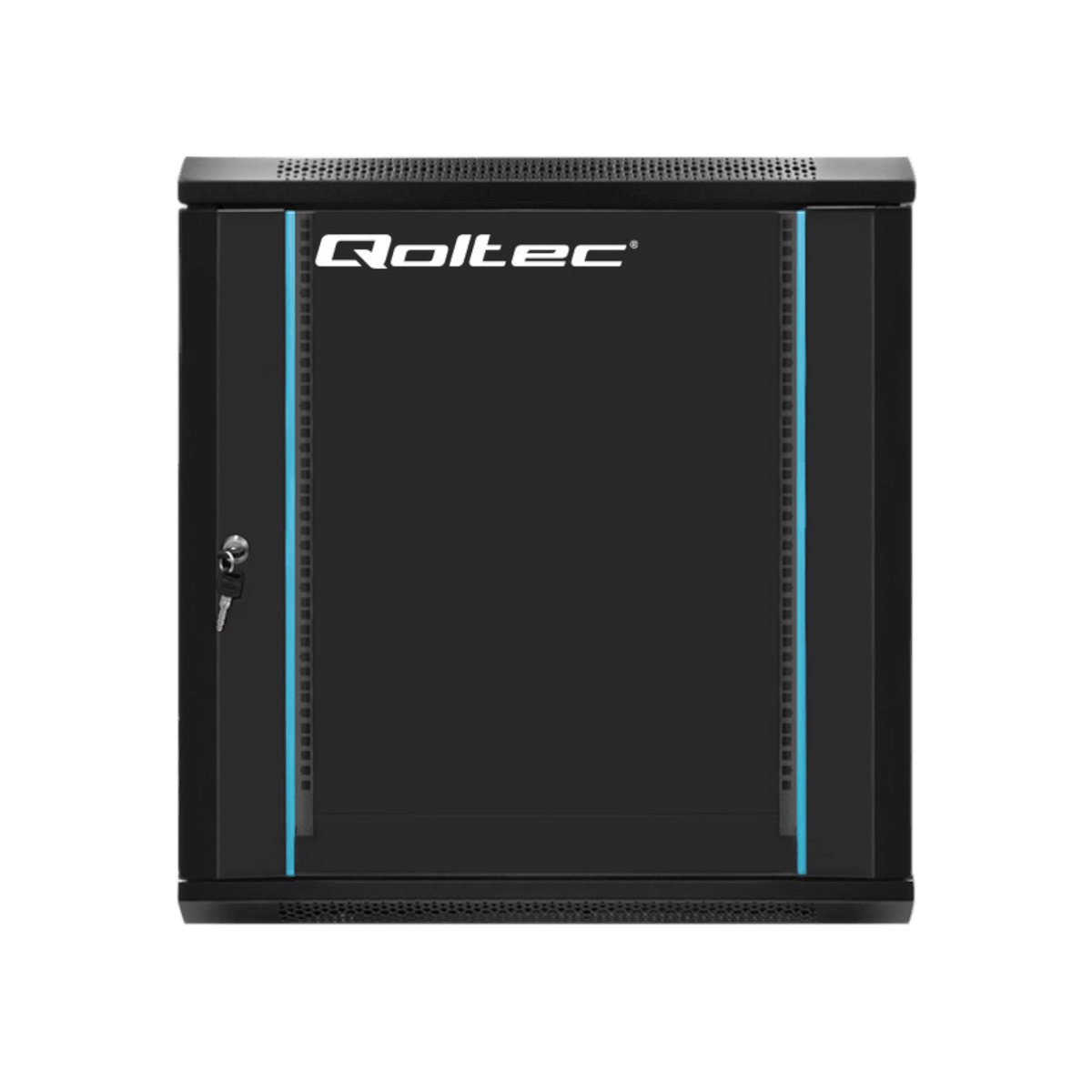 Szafa rack Qoltec 19" 12U 600x635x450mm wisząca Drzwi szklane Czarny.