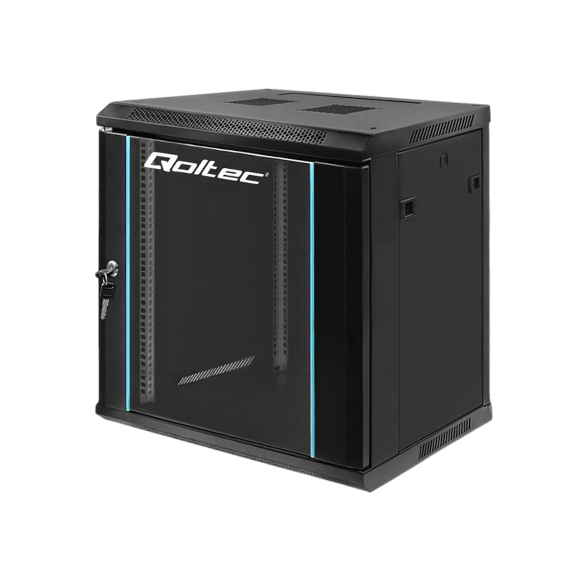 Szafa rack Qoltec 19" 12U 600x635x450mm wisząca Drzwi szklane Czarny.