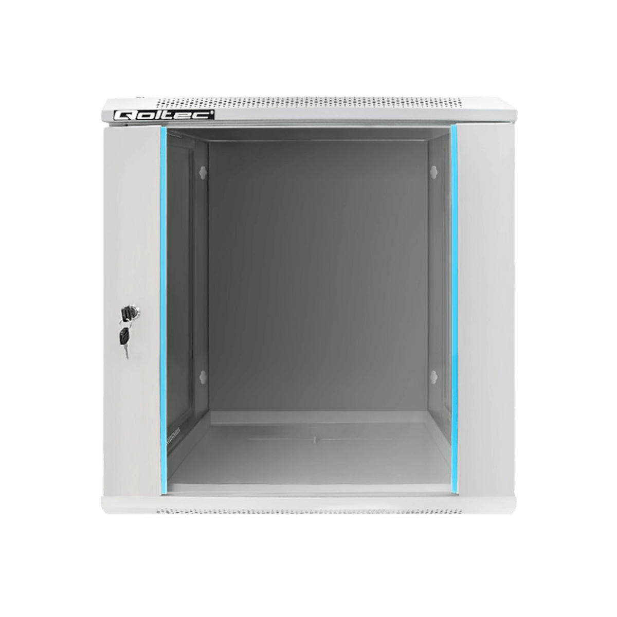 Szafa rack Qoltec 19" 12U 600x635x450mm wisząca Drzwi szklane Szary.