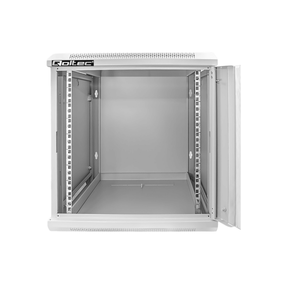 Szafa rack Qoltec 19" 12U 600x635x450mm wisząca Drzwi szklane Szary.