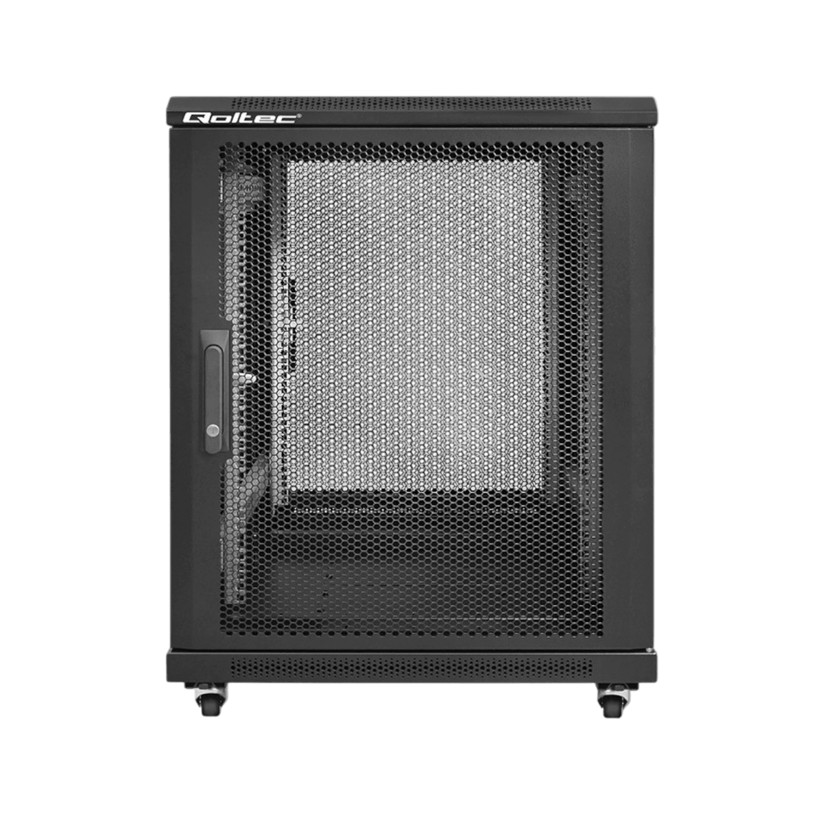 Szafa rack Qoltec 19" 15U 600x855x600mm stojąca Drzwi perforowane Czarny.