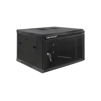 Szafa rack Qoltec 19" 6U 600x370x600mm wisząca Drzwi perforowane Czarny.