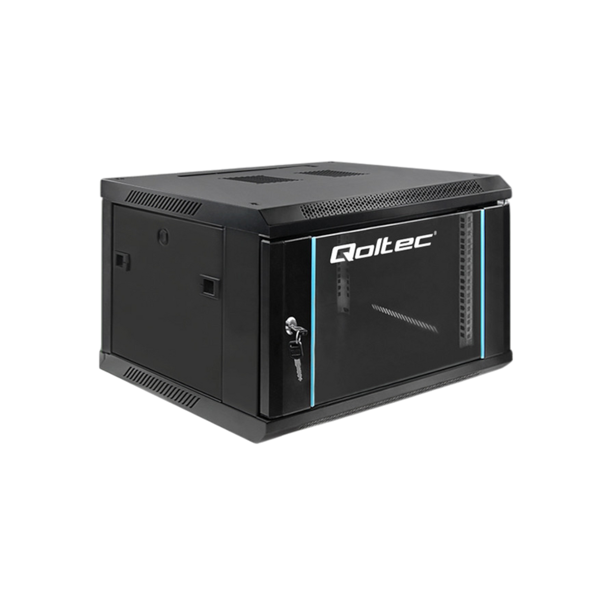 Szafa rack Qoltec 19" 6U 600x370x600mm wisząca Drzwi szklane Czarny.