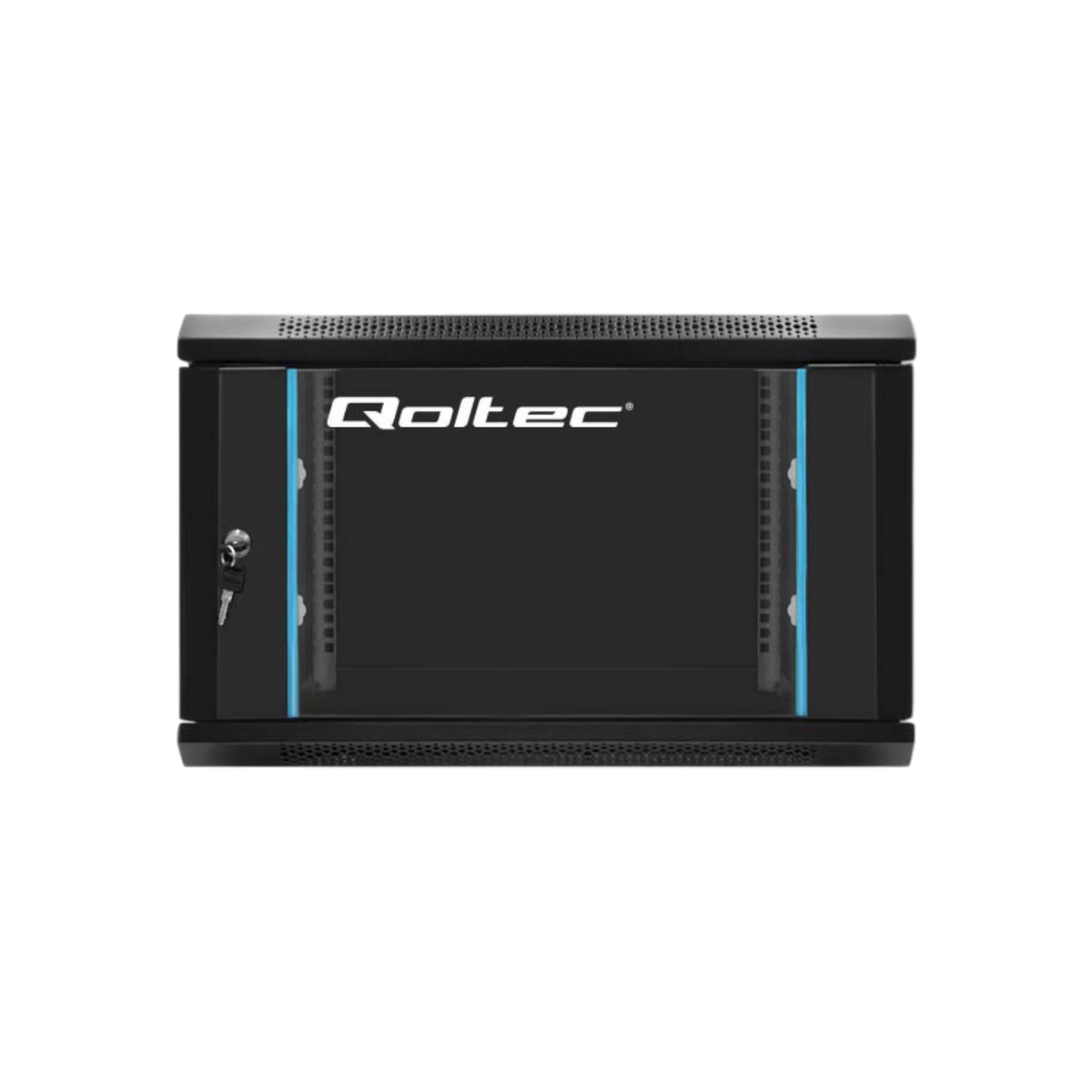Szafa rack Qoltec 19" 6U 600x370x600mm wisząca Drzwi szklane Czarny.