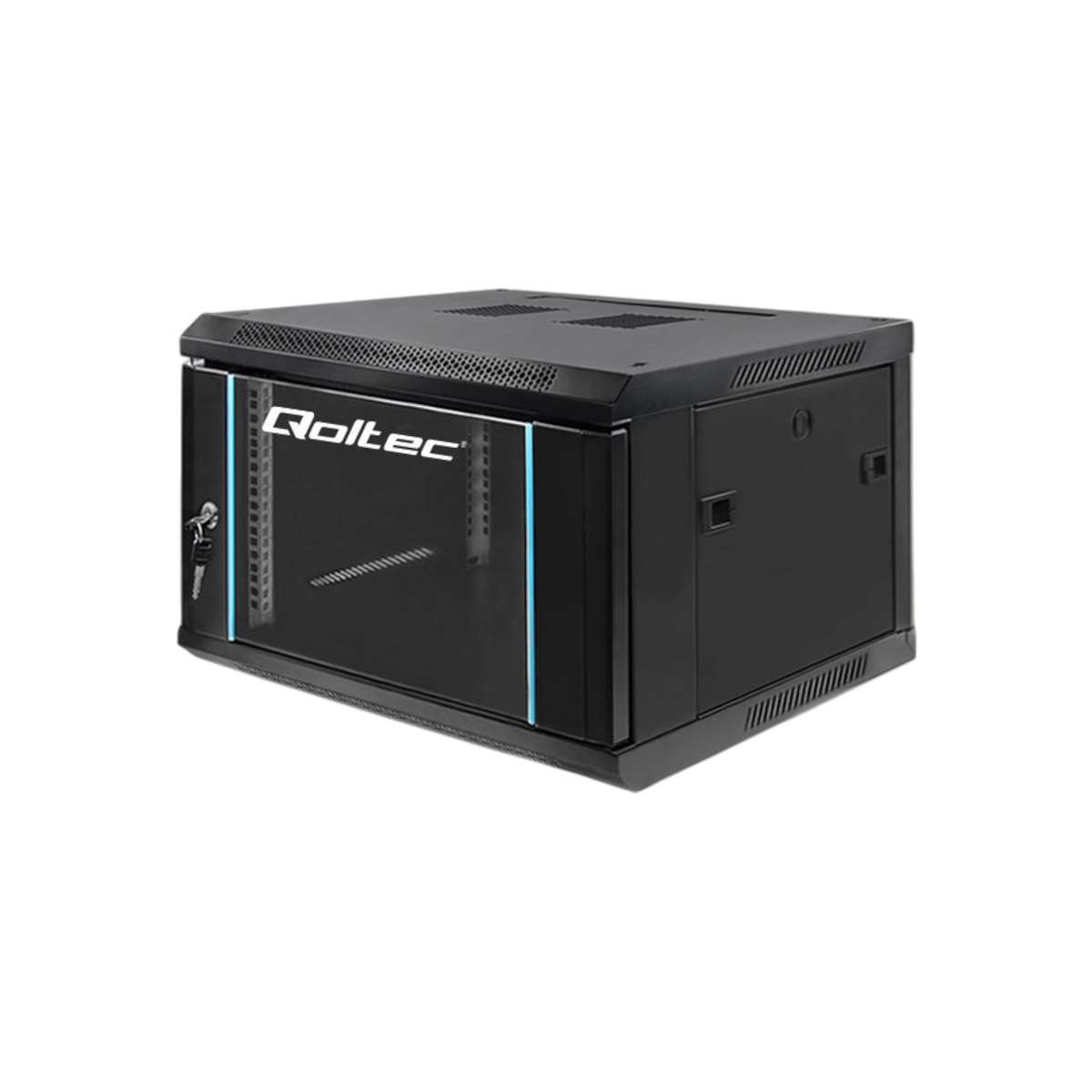 Szafa rack Qoltec 19" 6U 600x370x600mm wisząca Drzwi szklane Czarny.