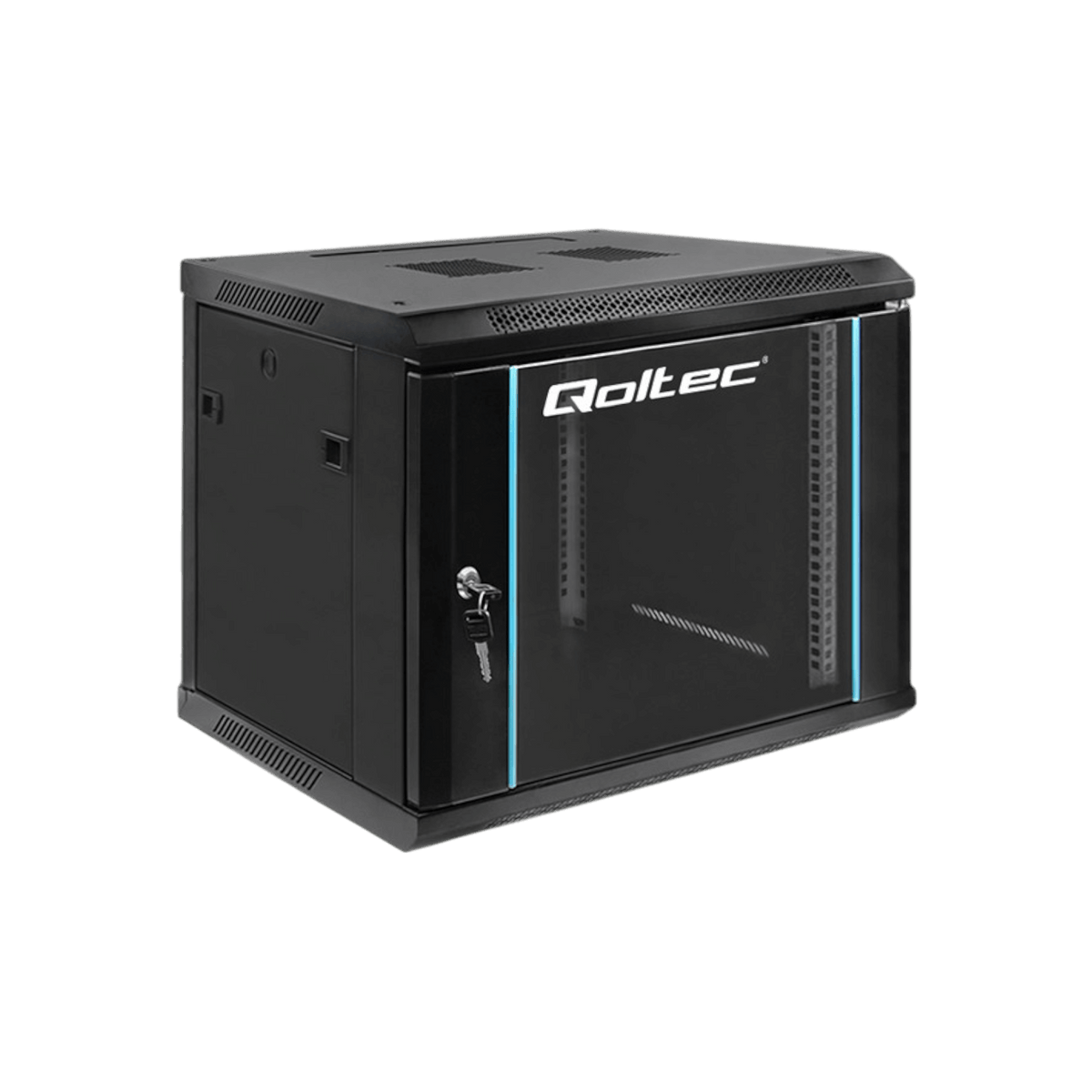 Szafa rack Qoltec 19" 9U 600x500x450mm wisząca Drzwi szklane Czarny.