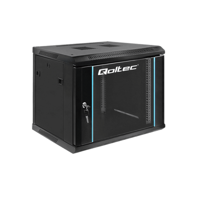 Szafa rack Qoltec 19" 9U 600x500x450mm wisząca Drzwi szklane Czarny.