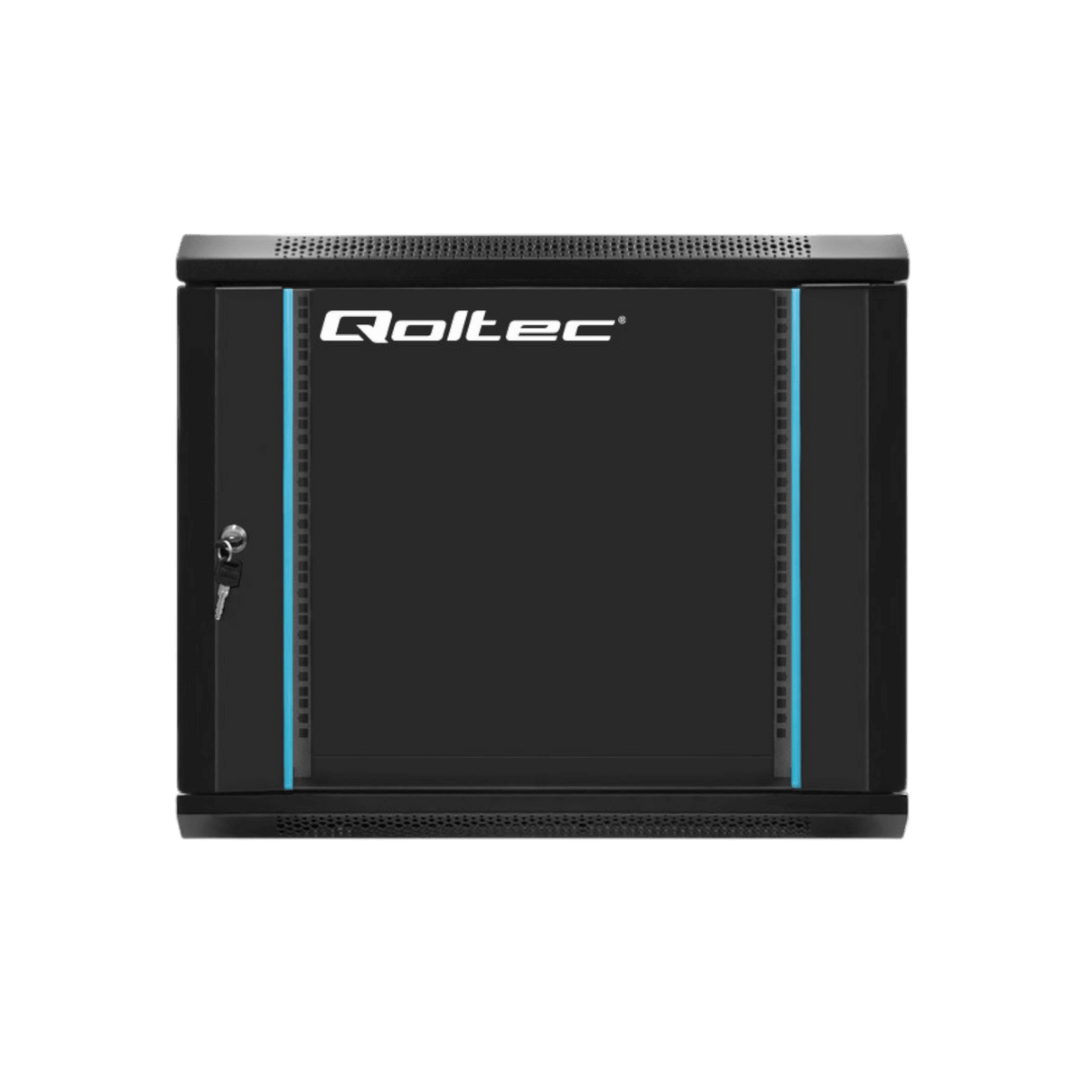 Szafa rack Qoltec 19" 9U 600x500x450mm wisząca Drzwi szklane Czarny.