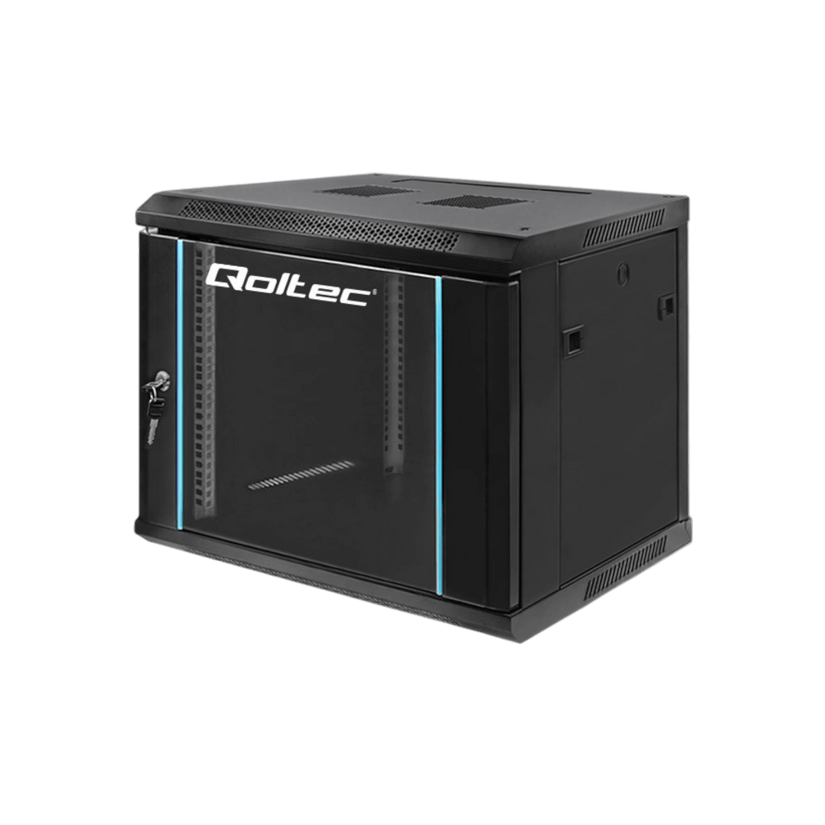 Szafa rack Qoltec 19" 9U 600x500x450mm wisząca Drzwi szklane Czarny.