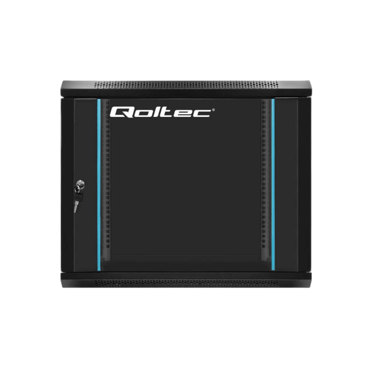 Szafa rack Qoltec 19" 9U 600x500x600mm wisząca Drzwi szklane Czarny.