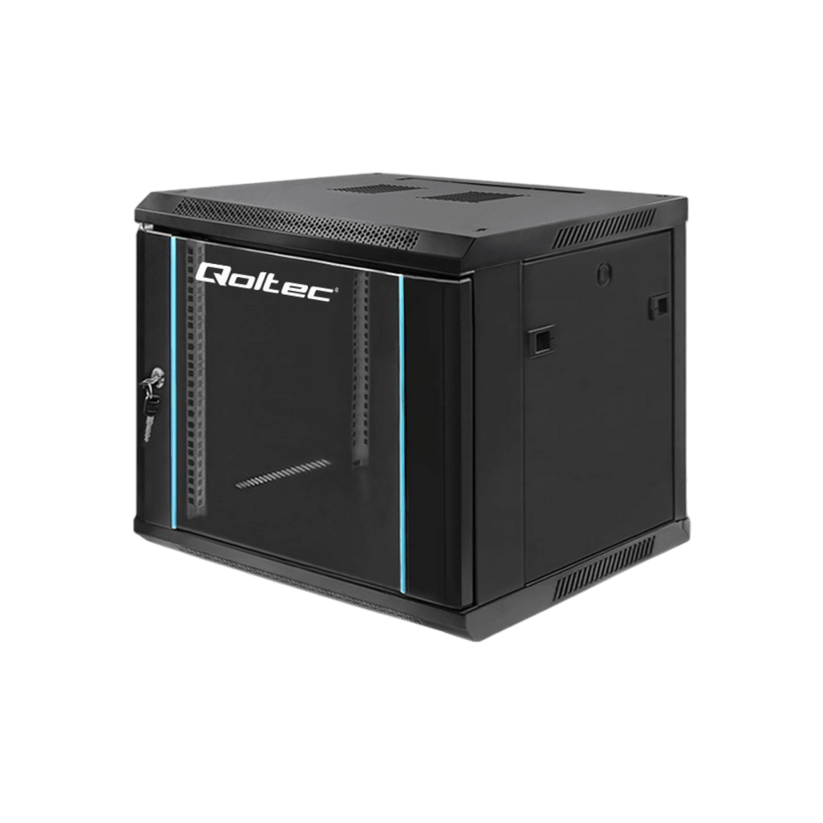 Szafa rack Qoltec 19" 9U 600x500x600mm wisząca Drzwi szklane Czarny.
