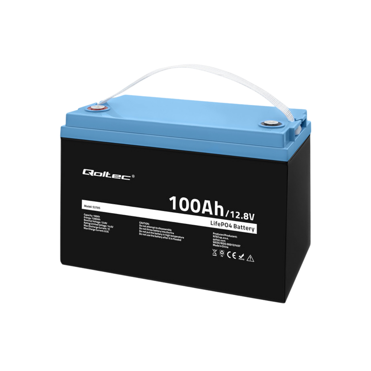 Akumulator Qoltec LiFePO4 Litowo-Żelazowo-Fosforanowy 100Ah 12.8V 1280Wh BMS 53705.