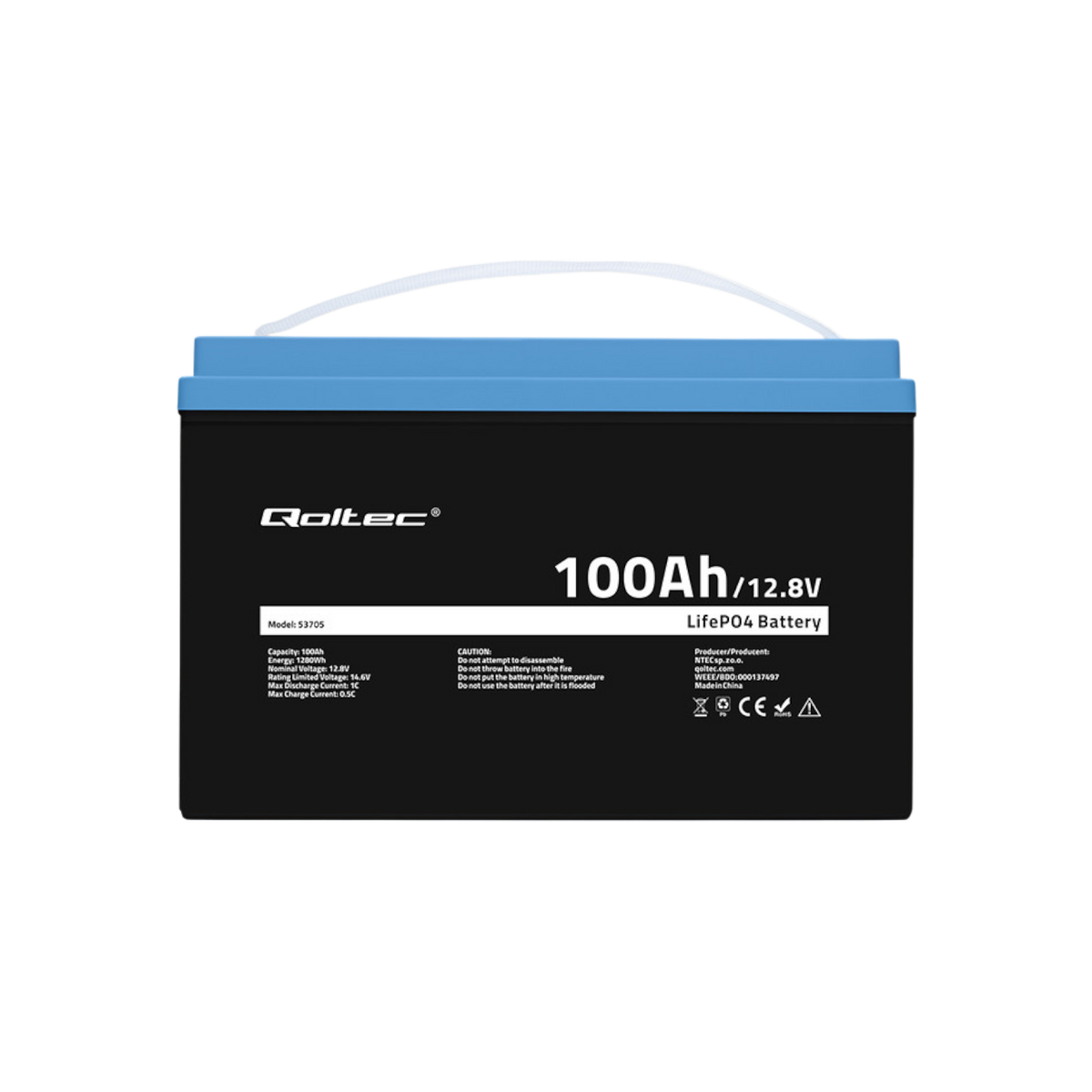Akumulator Qoltec LiFePO4 Litowo-Żelazowo-Fosforanowy 100Ah 12.8V 1280Wh BMS 53705.