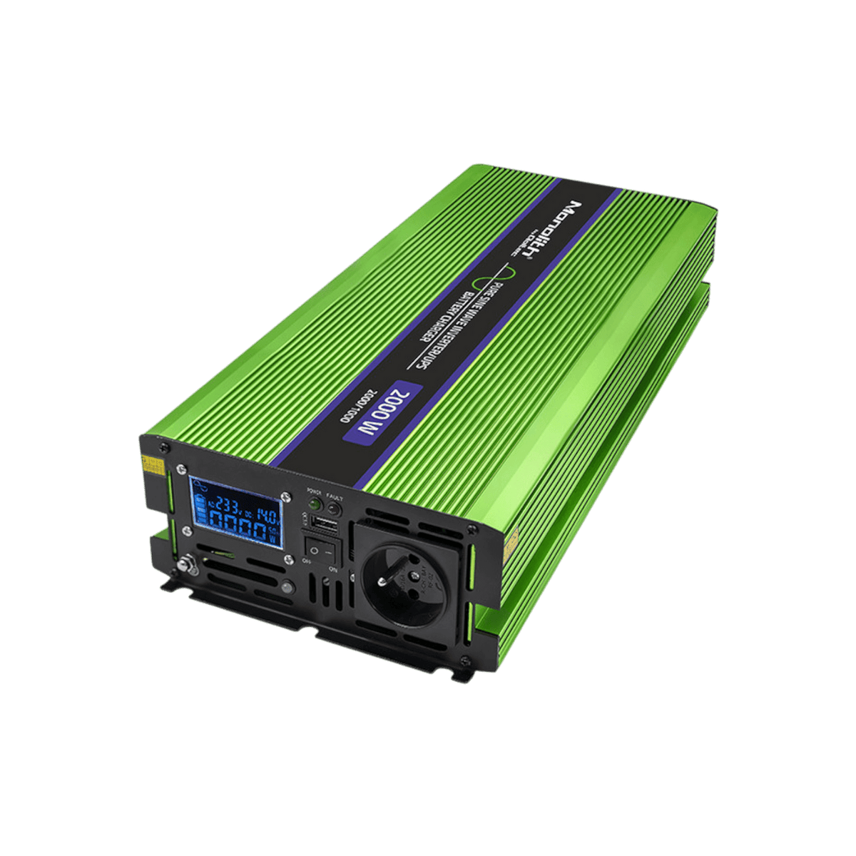 Przetwornica Qoltec Monolith 51942 12V na 230V 1000W/2000W LCD Czysta sinusoida.