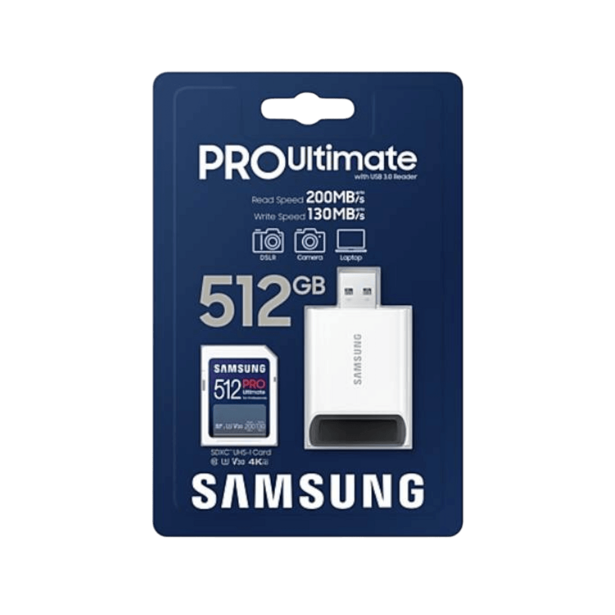 Karta pamięci SD Samsung PRO Ultimate 2023 SDXC UHS-I 512GB z czytnikiem.