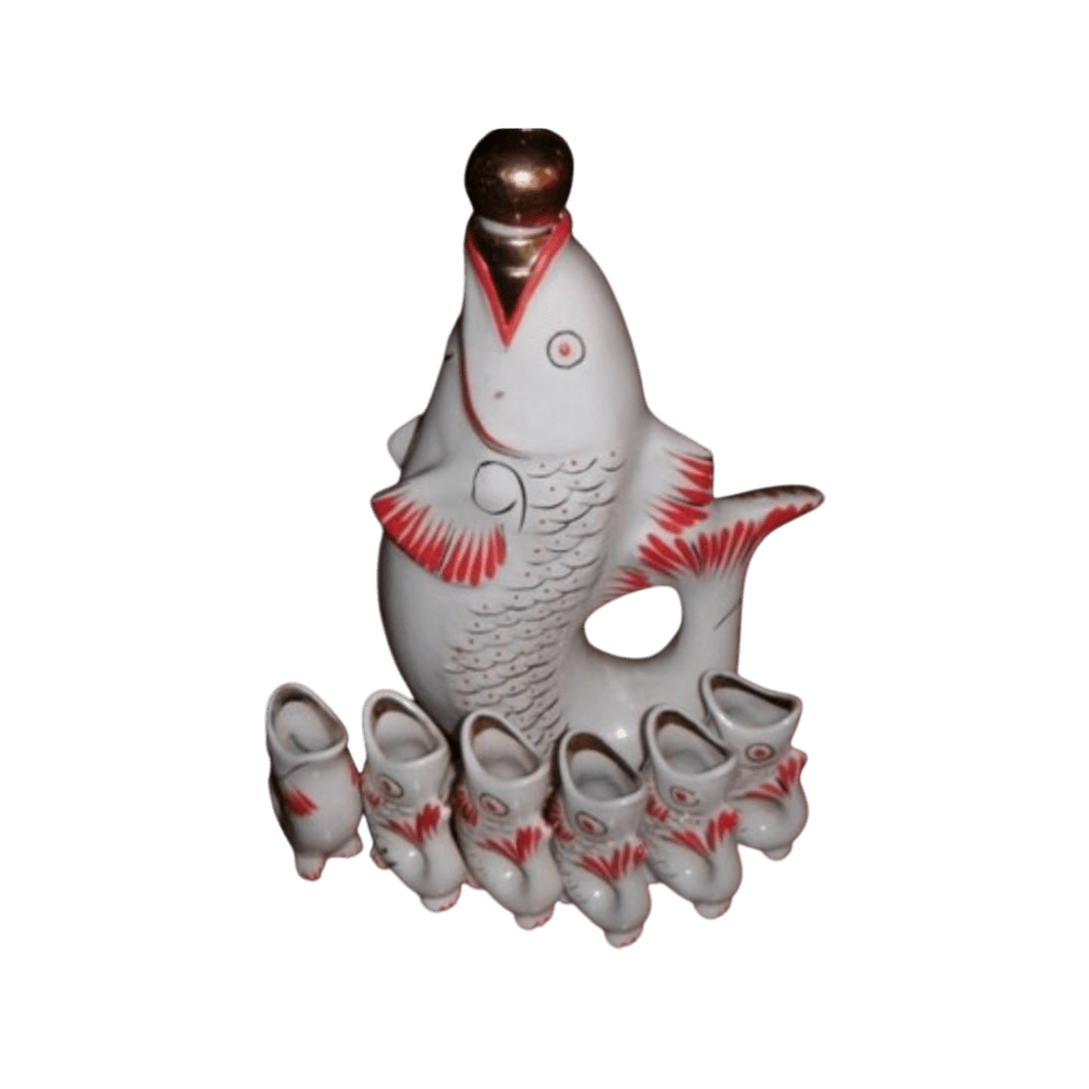 Szklana rybka z porcelany.