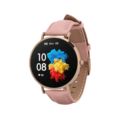 Smartwatch Garett Verona Złoto-różowy skórzany.