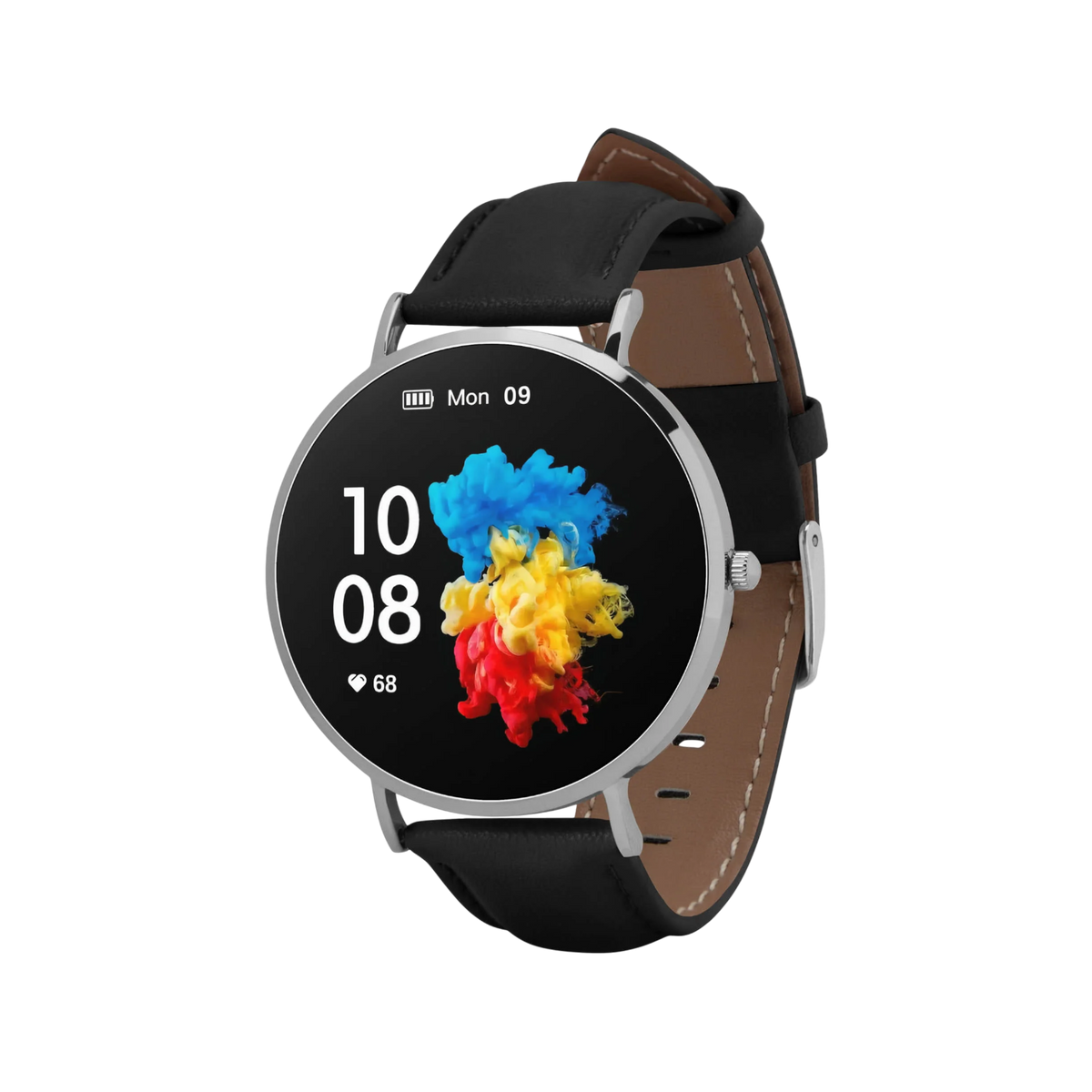 Smartwatch Garett Verona Srebrno-czarny skórzany.