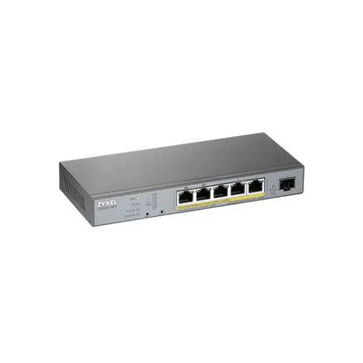 Switch zarządzalny Zyxel GS1350-6HP 5xGbE PoE+ 1xSFP CCTV 60W.
