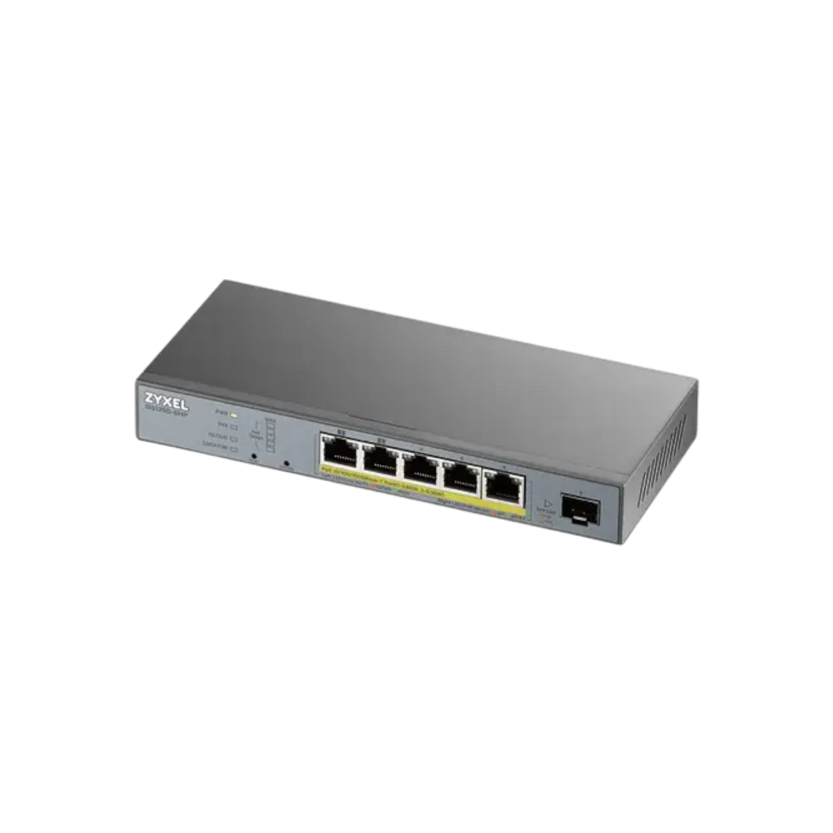 Switch zarządzalny Zyxel GS1350-6HP 5xGbE PoE+ 1xSFP CCTV 60W.