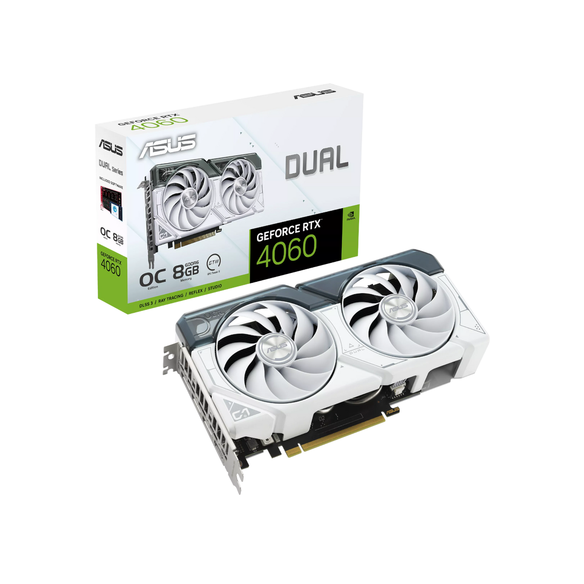 Karta graficzna Asus Dual GeForce RTX 4060 White OC 8GB GDDR6.