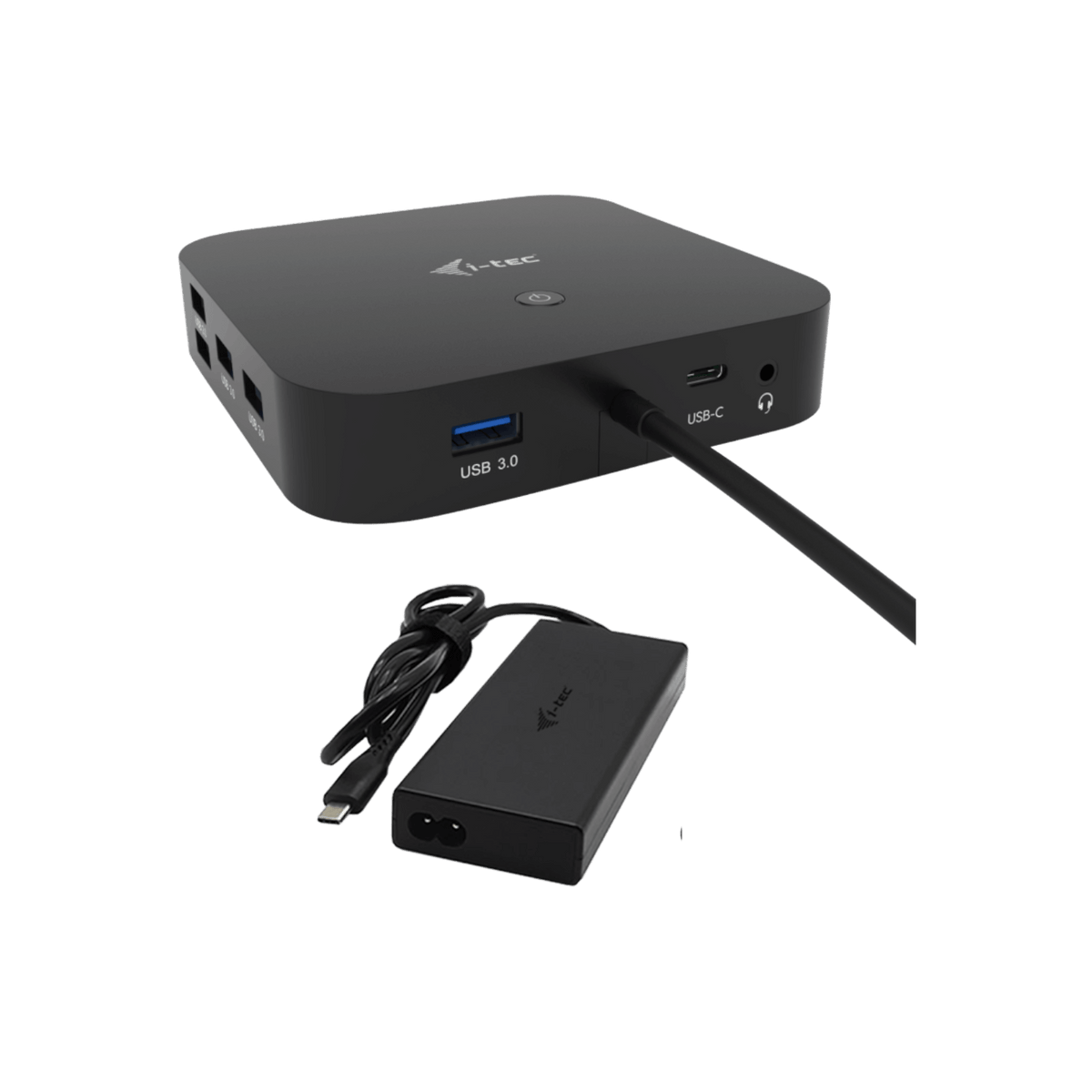 Stacja dokująca i-tec USB-C HDMI DP Docking Station Power Delivery 100 W + Zasilacz i-tec Universal Charger 100 W.