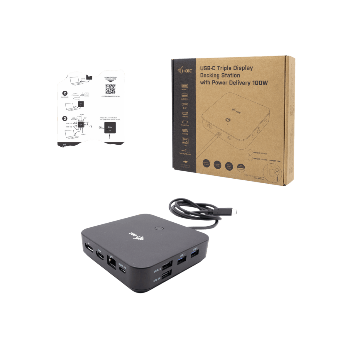 Stacja dokująca i-tec USB-C HDMI Dual DP Docking Station Power Delivery 100 W.