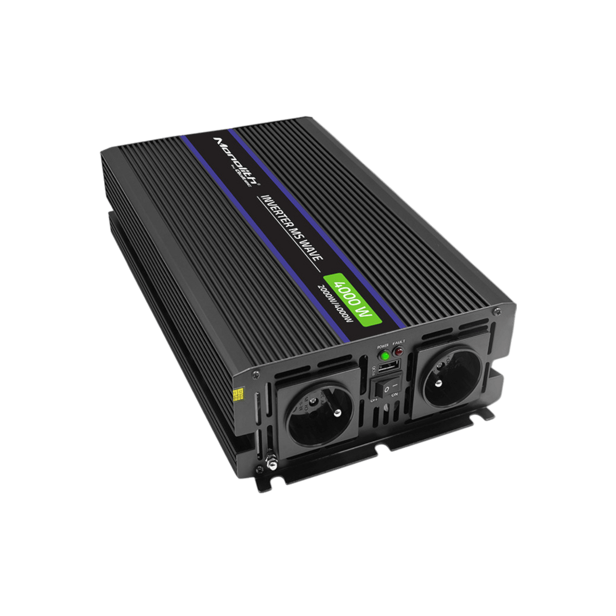 Przetwornica Qoltec Monolith 4000 MS Wave 51928 12V na 230V 2000W/4000W Modyfikowana sinusoida.