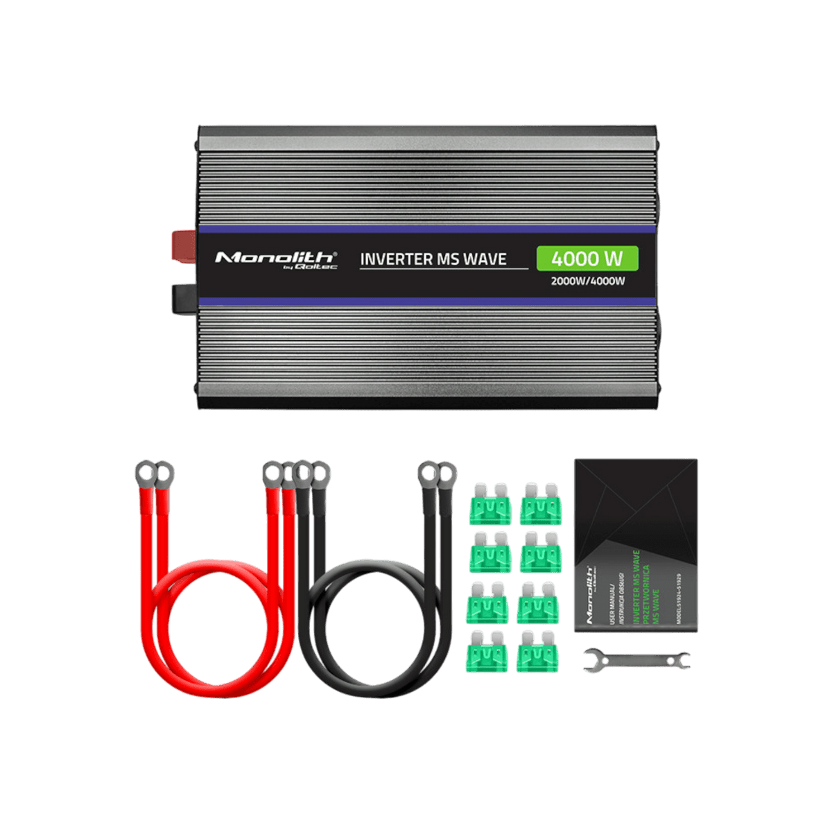 Przetwornica Qoltec Monolith 4000 MS Wave 51928 12V na 230V 2000W/4000W Modyfikowana sinusoida.