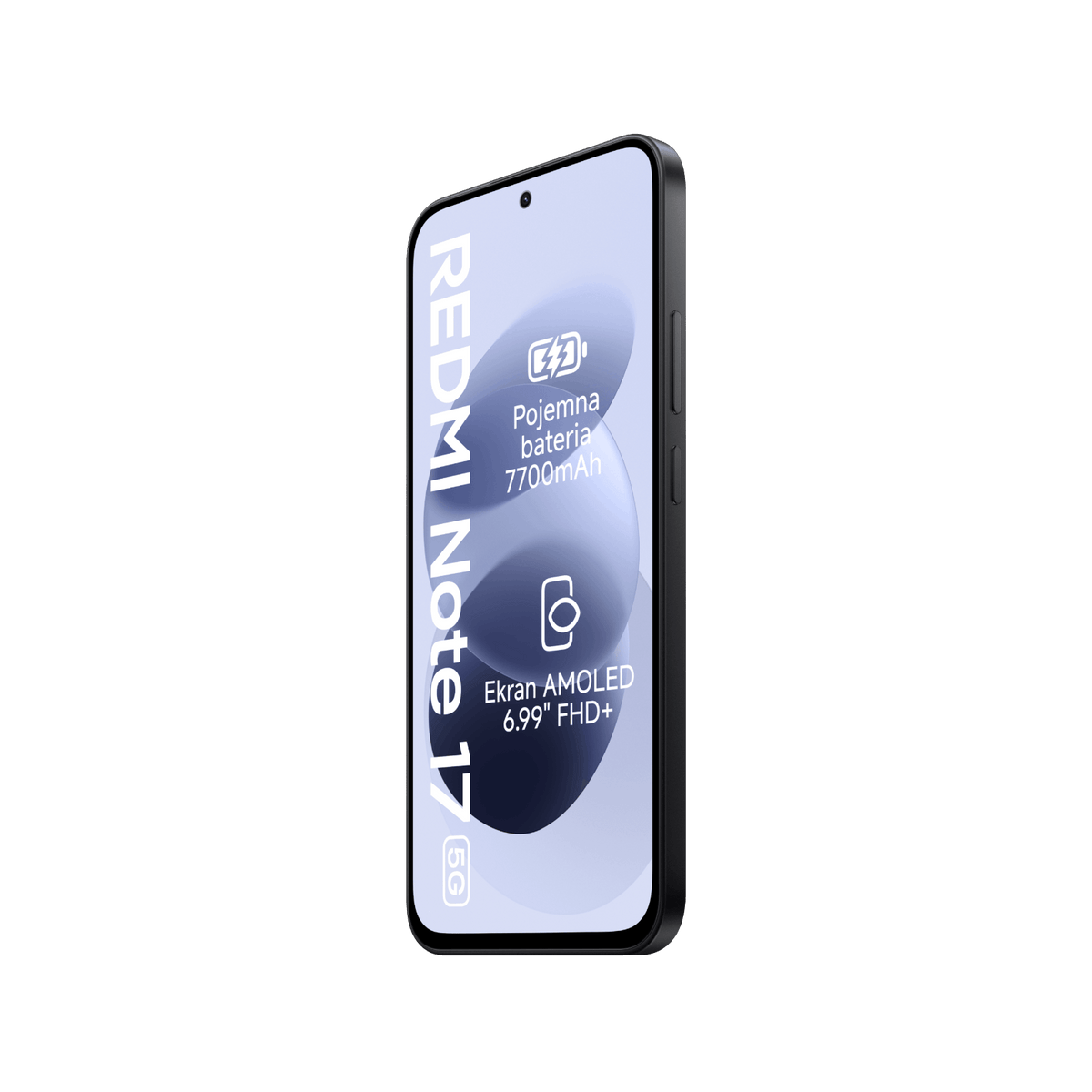 Smartfon Redmi Note 17 5G Czarny Przedni prawy bok