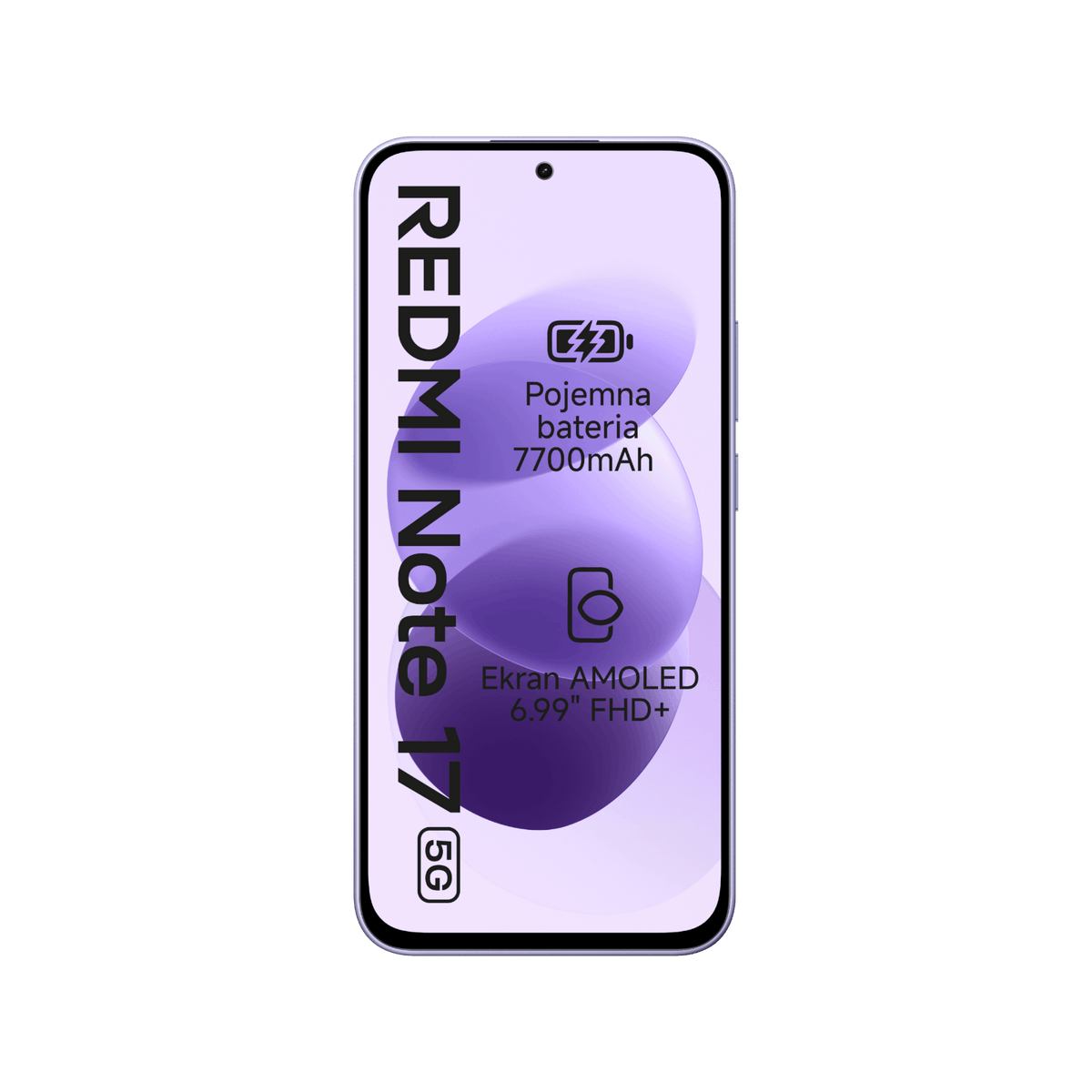 Smartfon Redmi Note 17 5G Fioletowy Front