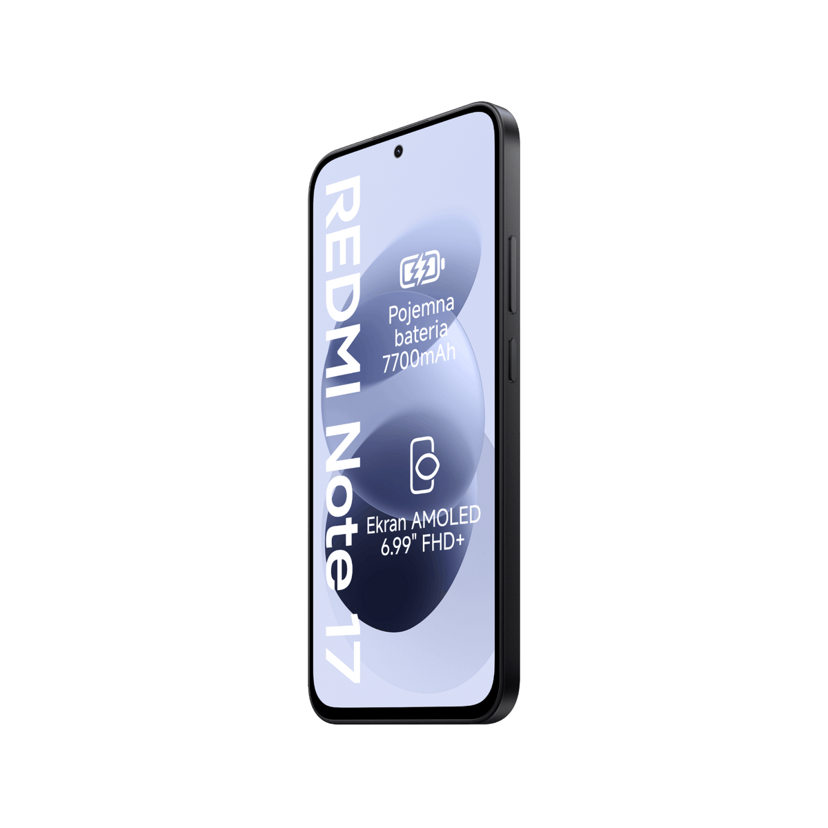 Smartfon Redmi Note 17 Czarny Przedni prawy bok