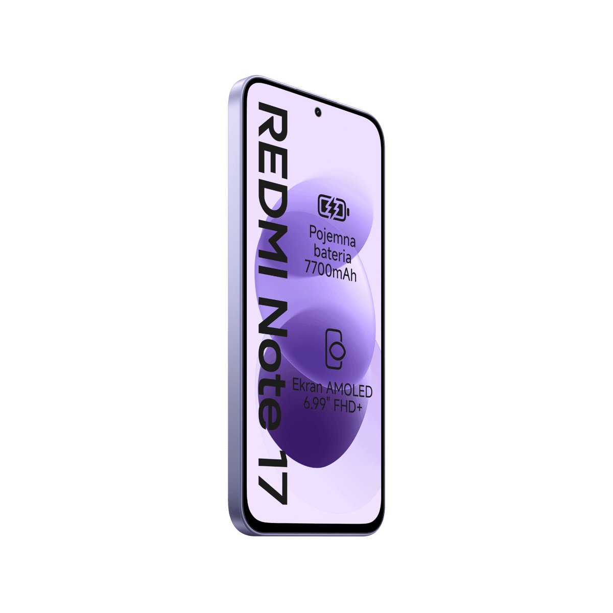 Smartfon Redmi Note 17 Fioletowy Lewy przedni bok