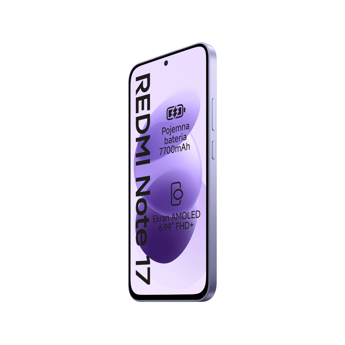 Smartfon Redmi Note 17 Fioletowy Prawy przedni bok