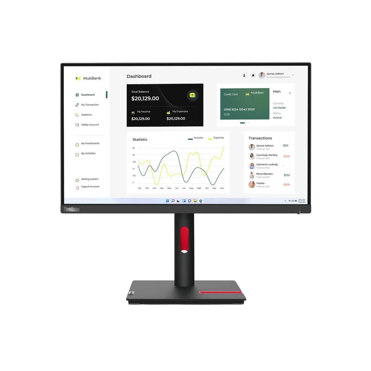 Monitor Lenovo T23i-30 IPS Full HD.
