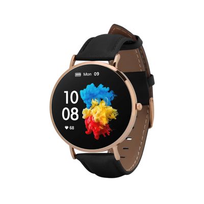 Smartwatch Garett Verona Złoto-czarny skórzany.