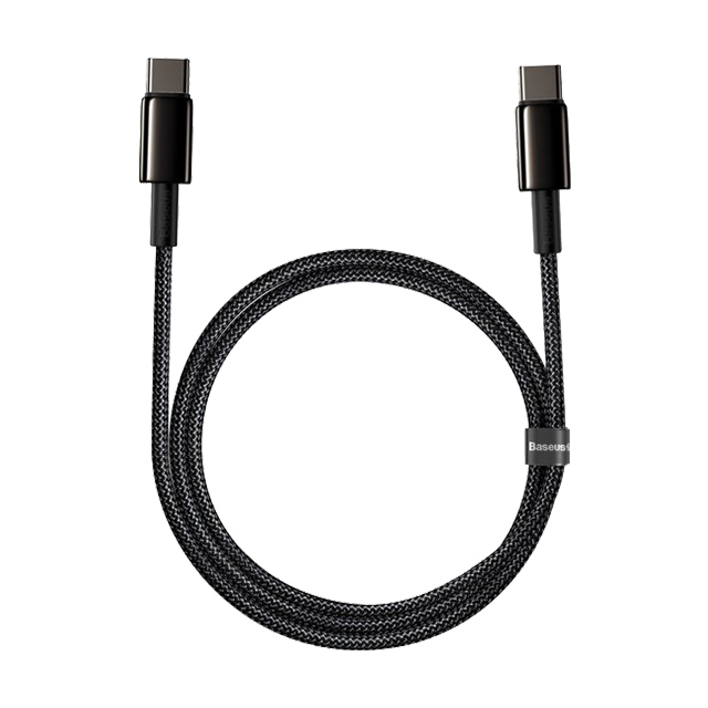 Kabel USB-C - USB-C Baseus Tungsten Gold Quick Charge 4.0 1m Czarny.